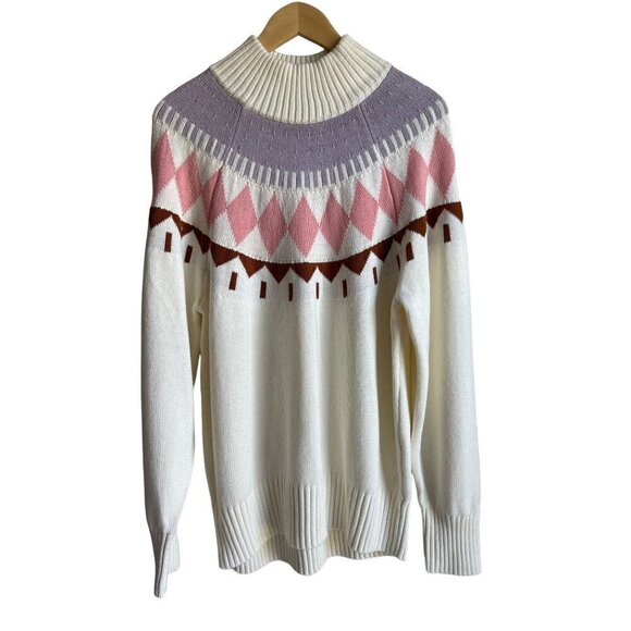 Free Assembly Women's Size XXL Cream Fair Aisle Mock Neck Pullover Sweater - Picture 3 of 9